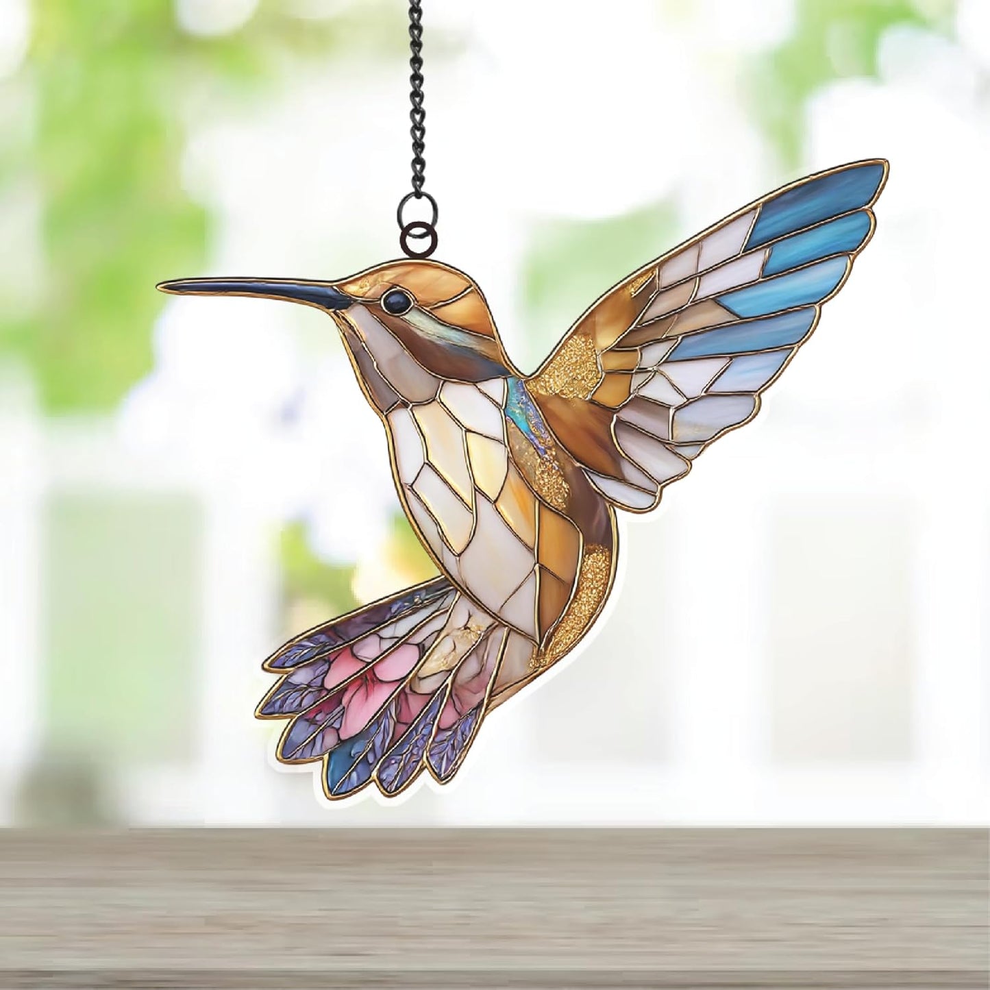 Hummingbird Suncatcher for Windows – Style Hanging Bird Decor, Lightweight Window Ornament, Memorial Gift for Bird Lovers, Mom, Grandma - Christmas Tree Decor (Sun-33)