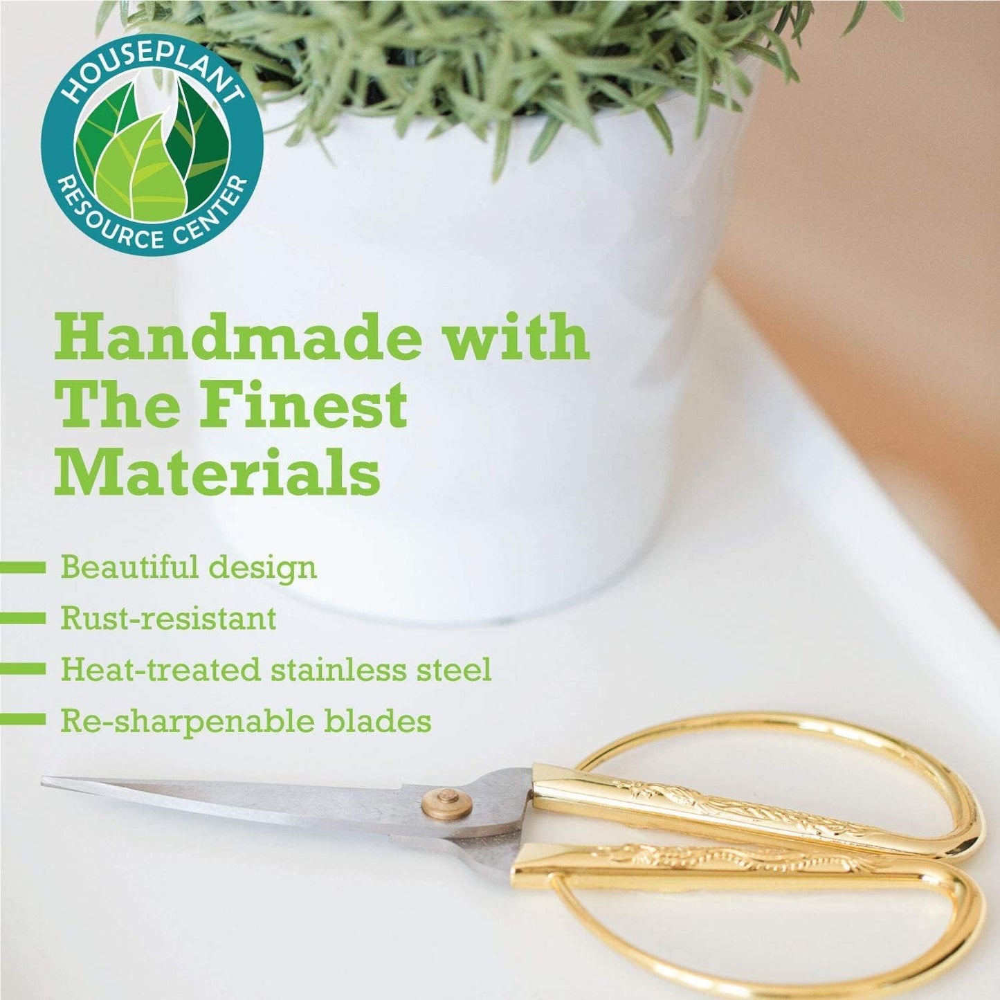 Premium Houseplant Scissors | 100% Stainless Steel, Ultra-Precise Garden Clippers for Propagation & Trimming | Rust-Resistant, Easy Clean Pruning Shears | Indoor & Outdoor | Comfortable & Ambidextrous