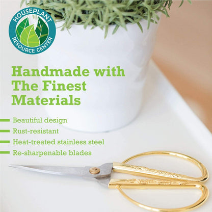 Premium Houseplant Scissors | 100% Stainless Steel, Ultra-Precise Garden Clippers for Propagation & Trimming | Rust-Resistant, Easy Clean Pruning Shears | Indoor & Outdoor | Comfortable & Ambidextrous