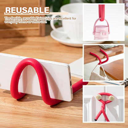 20 Pcs 17 Inch EVA Foam Twist Rubber Ties Reusable Bendable Cable Tie Straps Flexible Heavy Duty Twisty Ties for Organizing Cords Bundling (Red)