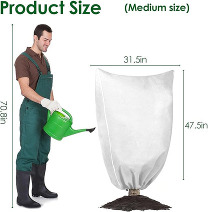 3 Pcs Large Plant Covers Freeze Protection 47.5" X 71.2",Reusable Winter Cold Weather Frost Blankets for Outdoor Plants with Drawstring and Zipper,Outdoor Tree Jackets (M:31.5"*47.5", White)
