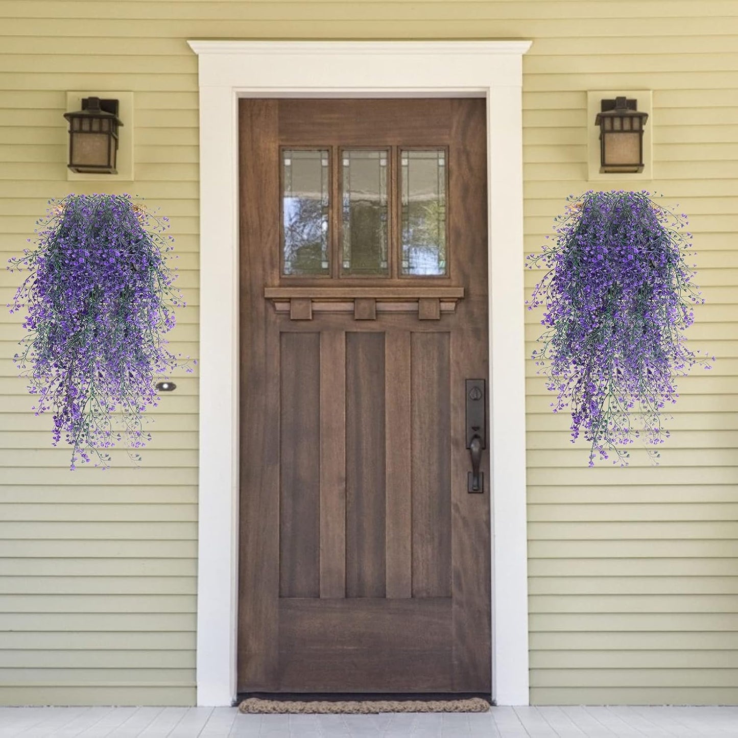 RECUTMS Vine Plant Fake 4 Pcs Ferns Plants Large Faux Artificial Hanging Plants Wall Plants Fake Ivy Room Decor Home Garden Wedding Party Indoor Outdoor Decorations(Purple 4P)