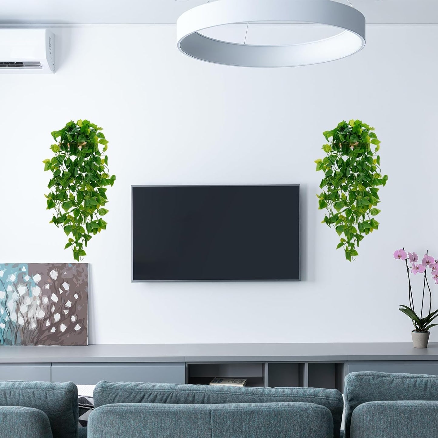 BLEUM CADE Fake Hanging Plants, 4pcs Artificial Hanging Plant, Faux Pothos Vines Hanging Plant Greenery for Wall Home Living Room Indoor Outdoor Decor (No Baskets)
