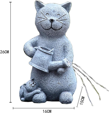 Solar Cat Garden Statues Outdoor Decor with LED Lights Lovely Cat Statue for Patio Balcony Yard Lawn Ornament, Birthday Gardening Gifts for Mom Grandma Women