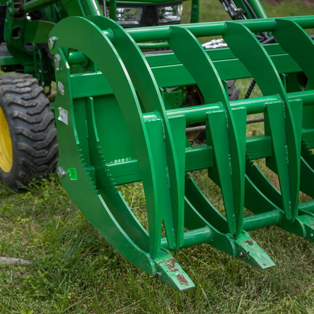 Titan Attachments 72" HD Root Grapple Rake Attachment, Fits John Deere Hook & Pin Tractors, Twin 3,000 PSI Cylinders, Clears Rocks, Logs, Brush, & Debris, Tractor Accessories & Attachments