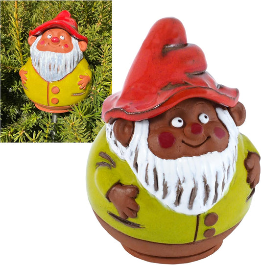 Ceramic Garden Decor - Gnome Lawn Stake - Outdoor Statue - Perfect, Unique Gifts for Gardeners