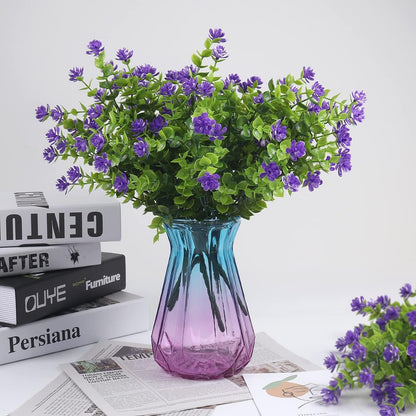 12 Bundles Artificial Flowers Faux Outdoor Plastic Plants UV Resistant Shrubs,Artificial Plants Outdoor Decorations for Patio Outdoor Fake Plants Spring Decorations for Home Front Porch Decor(Purple)
