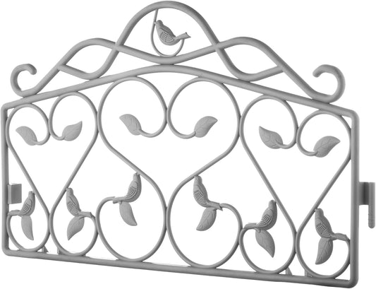 Evelyne Decorative Garden Border Edging: Faux Wrought Iron Leaf & Bird Design