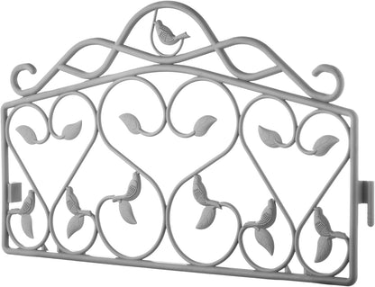 Evelyne Decorative Garden Border Edging: Faux Wrought Iron Leaf & Bird Design