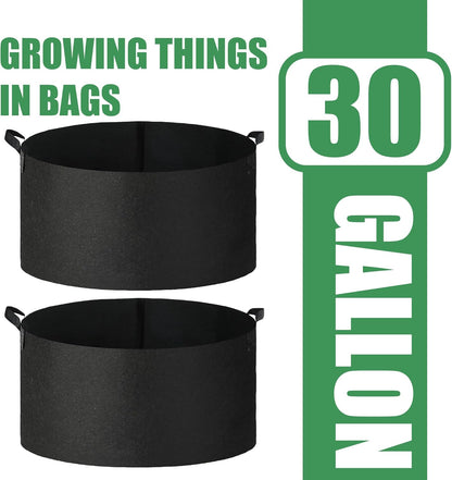 2-Pack 30 Gallon Fabric Grow Bags with Handle, Heavy Duty 300G Thickened Nonwoven with Handles and Reusable, Suitable for Garden Vegetables,Fruits and Flowers(Black)