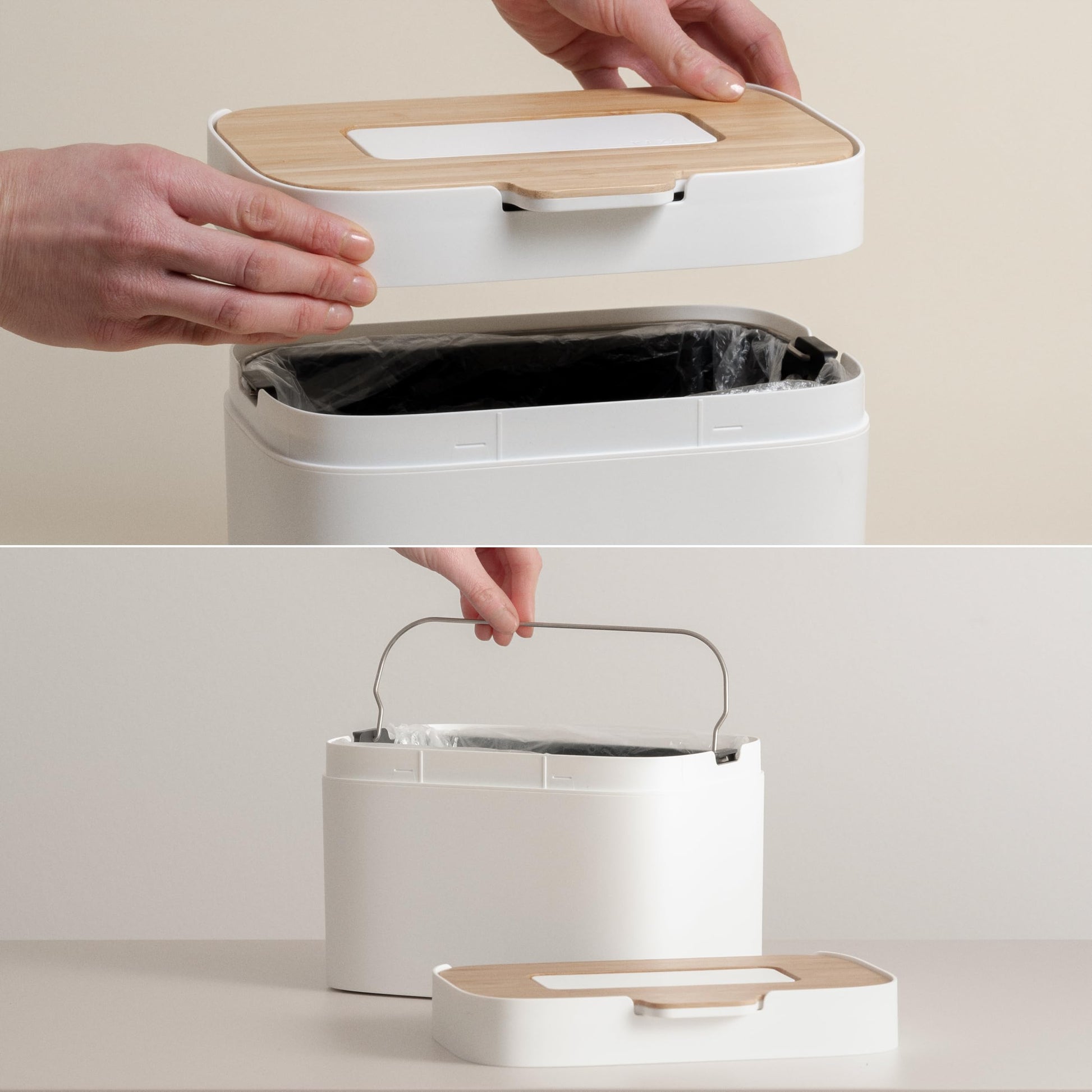 KAZAI. Compost Bin Kitchen 'Elin' | 1.2 GAL / 4.5L Countertop Compost Bin with Wooden Lid & Filter