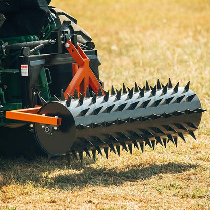 Titan Attachments 3 Point 6 ft Drum Spike Aerator, Fits Cat 1 & 2 Tractors, Tow-Behind Soil Penetrator, Adjustable Weight for Compact Soil, Pull Behind Lawn Tool for Drainage & Fertilization