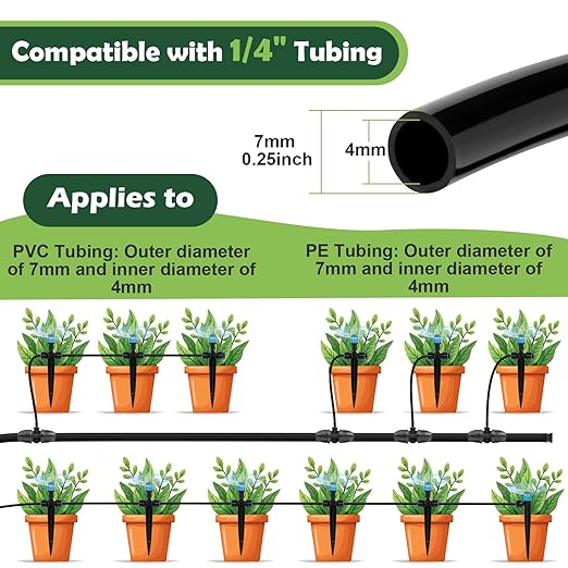 21PCS Adjustable Drip Irrigation Emitters(Fan-Shaped) Kit-Quick Connect for 1/4" Tubing, Dual Adjustment System-Easy to Install Drippers for Precise Garden Watering of Vegetables,Shrubs&Flowers