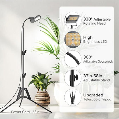 SANSI Grow Lights for Indoor Plants, Dimmable 45W Plant Lights for Indoor Growing, 88 LEDs Full Spectrum Plant Grow Light Adjustable Tripod Stand 33-58 Inches, Auto On/Off Timer with Remote Control