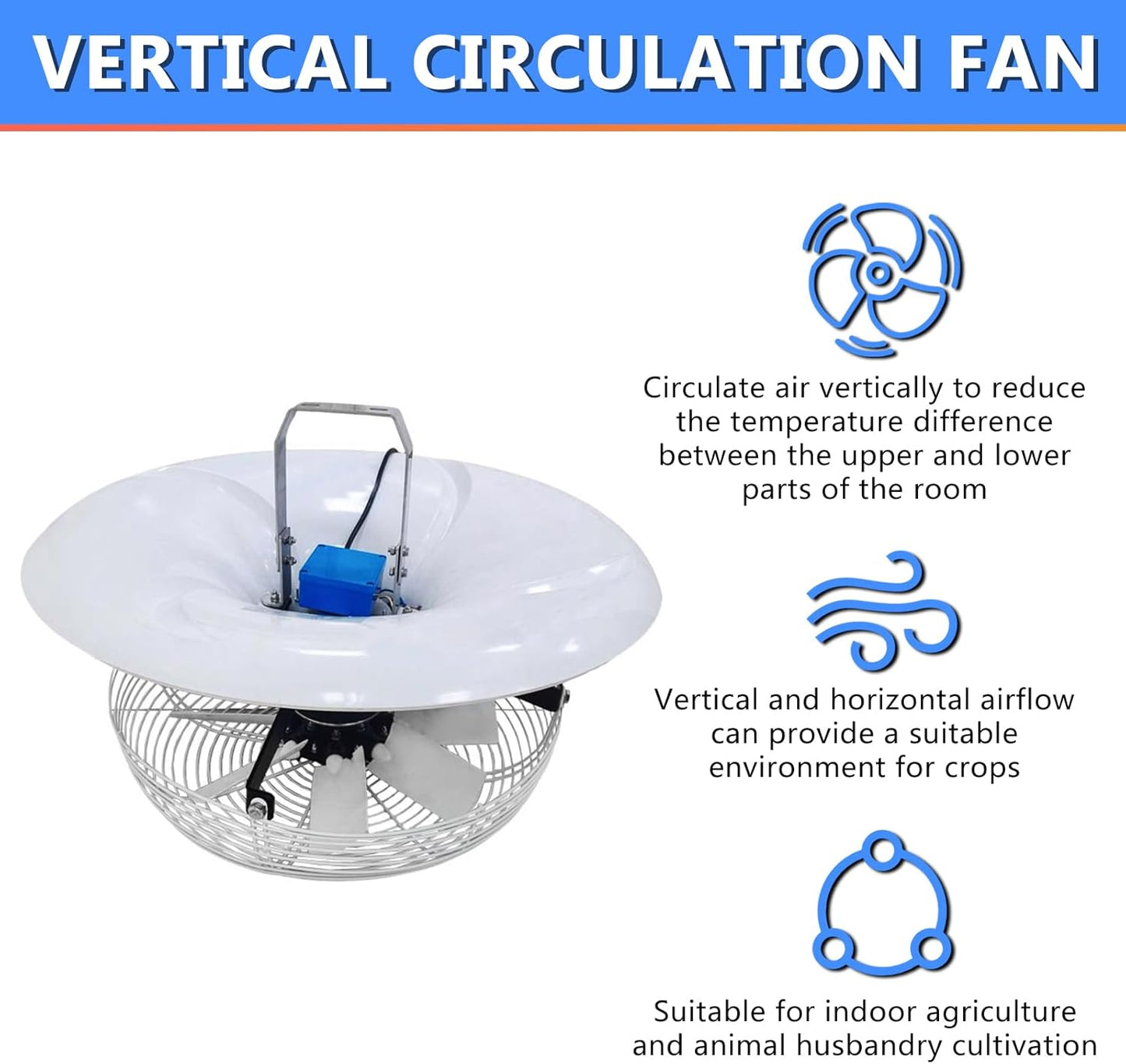 Vertical Ventilation Fan -Vertical Airflow Fan Greenhouse Vertical Axial Circulation Fan VF500-FloFan 120 Volt