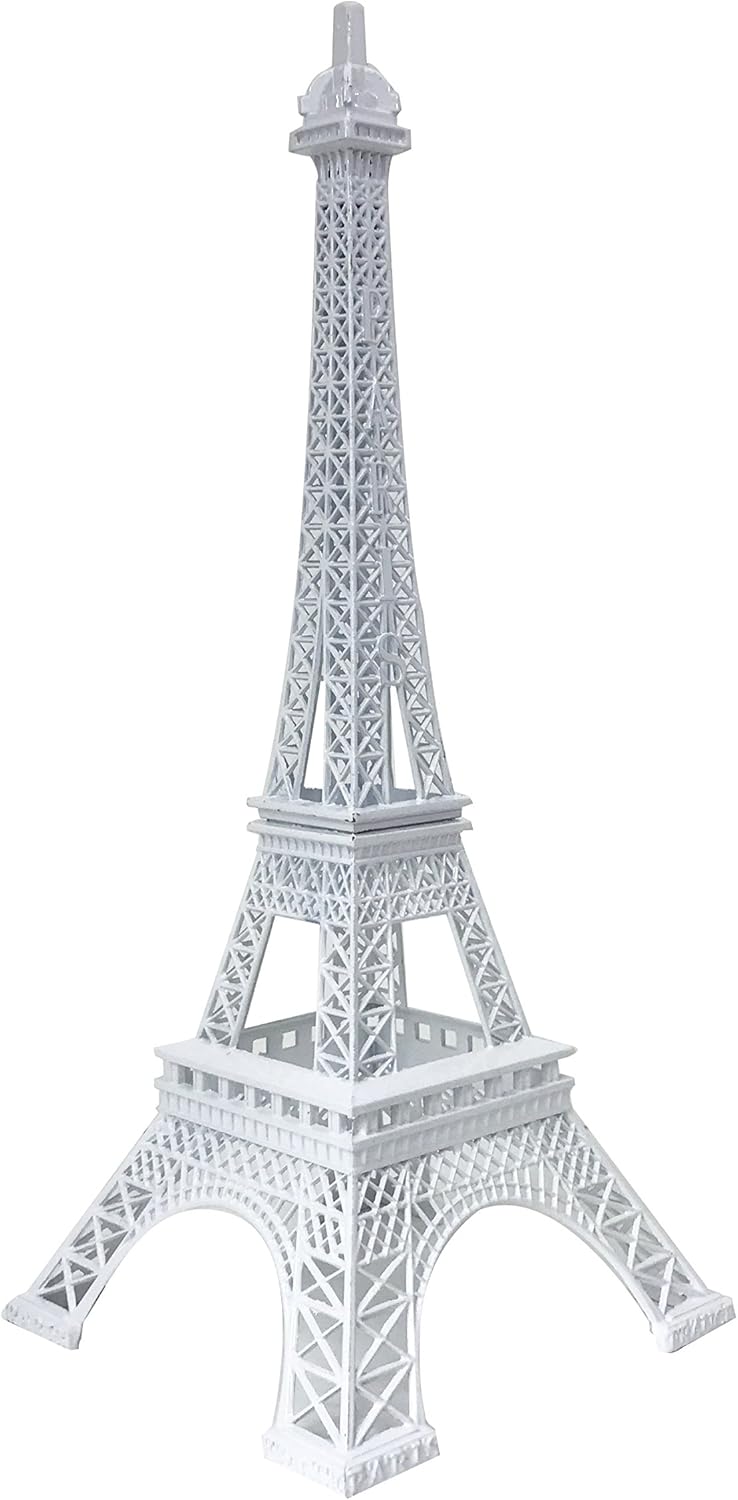allgala 10" Eiffel Tower Statue Decor Alloy Metal, White