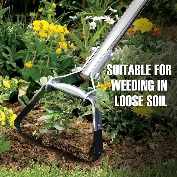 Hoe Garden Tool, Scuffle Garden Hoe with Long Handle, Adjustable Hula Hoe for Easy Weeding (60 Inch)