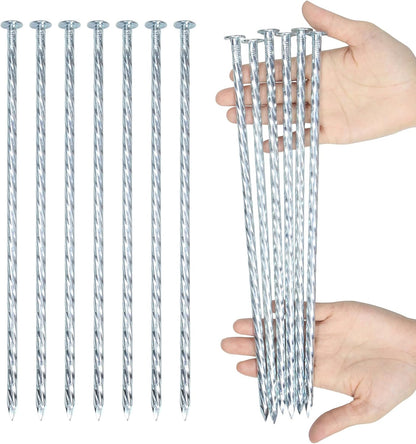 12-inch Artificial Turf Stakes Solid Galvanized Metal Spiral Landscape Edging Spikes for Outdoor, Heavy-Duty Rust Resistant Security Anchoring Spikes (26)