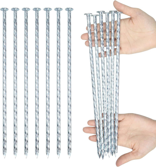 12-inch Artificial Turf Stakes Solid Galvanized Metal Spiral Landscape Edging Spikes for Outdoor, Heavy-Duty Rust Resistant Security Anchoring Spikes (26)