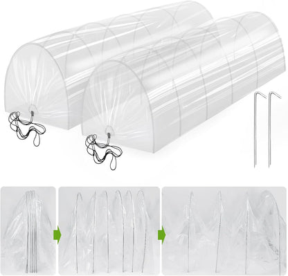 Pack 2 of Mini Greenhouse Tunnel Greenhouses,Green Houses for Outside Greenhouse Cover Garden Hoops Raised Beds,Outdoor Green House Kits to Build for Outside Winter (2)