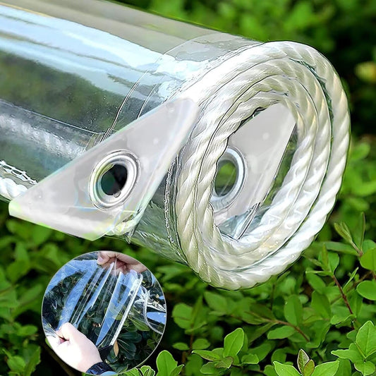 8' X 12' Clear Vinyl Tarp, 14 Mil Clear Tarps Heavy Duty Water Resistant, 400g/m² Thickened Tear