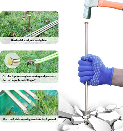 25 Pcs 16 Inch Landscape Stakes, Heavy Duty Galvanized Rebar Anchor for Paver Edging, Weed Barrier, Floor Covering, Artificial Turf, Camping Tent and More
