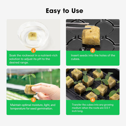 VIVOSUN 1 Inch Rockwool Cubes, Grow Cubes for Hydroponics, Cuttings, Cloning, Plant Propagation, Seed Startling, 2 Sheets 100 Plugs