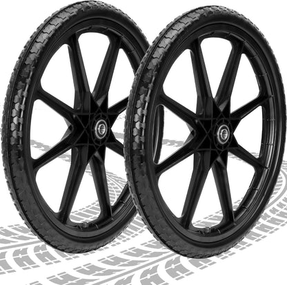 Upgraded 20x1.95" Flat Free Tires Compatible with rubber-maid Wheelbarrow Wheels, 20" Flat Free Tires with 3/4" Bearing Replacement for Cart Wheels/Big Wheel Utility Carts(3/4" Bearing)