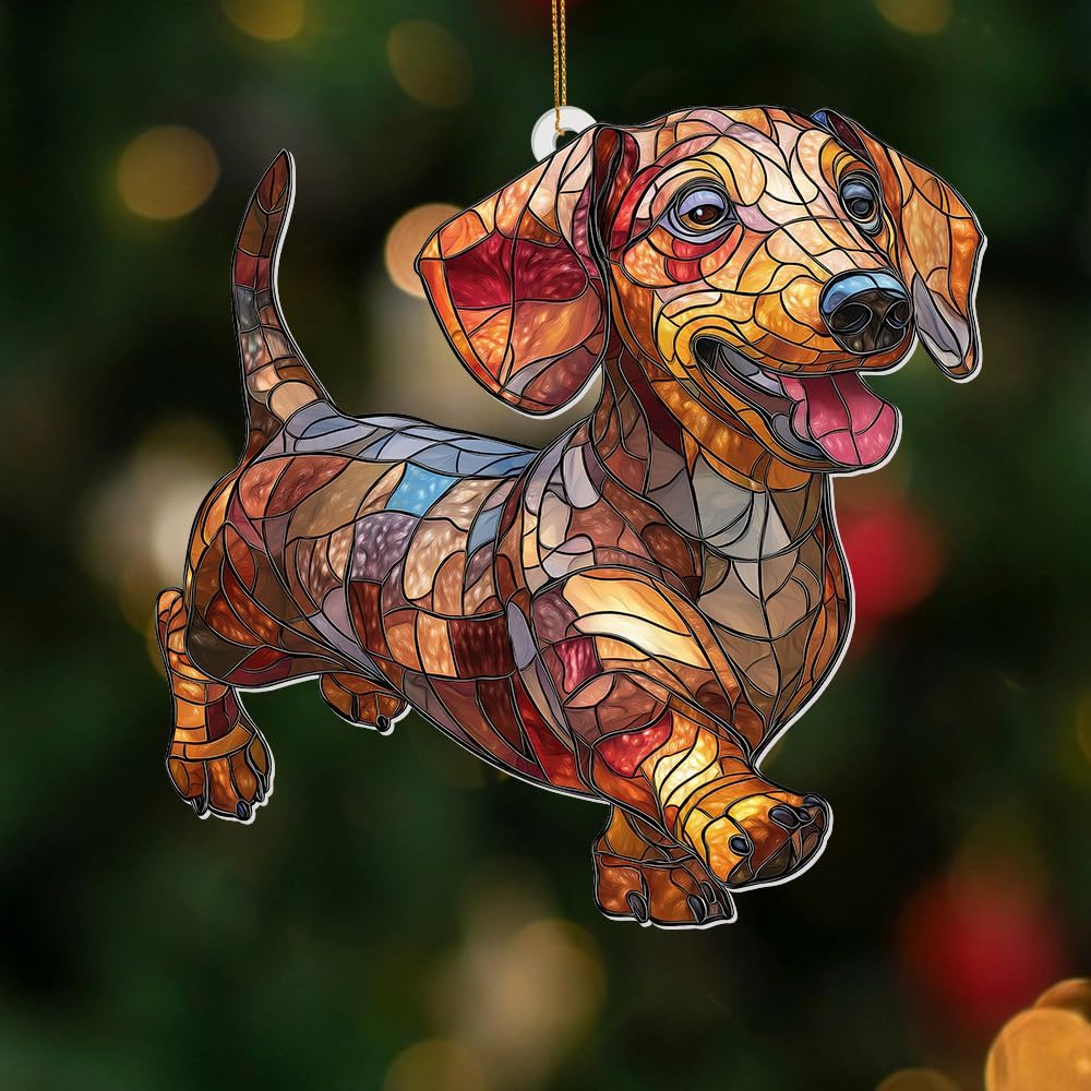 Acrylic Dog Christmas Ornament 2025 – Dachshund Gift for Lovers, Pet Memorial Keepsake, Cute Puppy Tree Decoration, Clear Acrylic Hanging Ornament for Pet Owners, Stocking Stuffer for Dog Mon, Sun-35