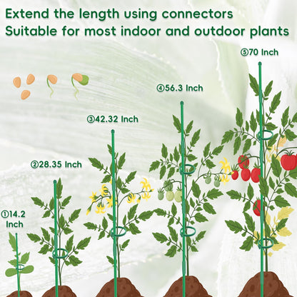 Plant Stakes, 20Pcs Plant Support Stakes Extended to 3ft 4ft 5ft, BOVITRO Garden Stake with Clips for Indoor Outdoor Plants, Orchid Sticks, Tomato Amaryllis Vegetable Stakes for Garden (14.2Inch)