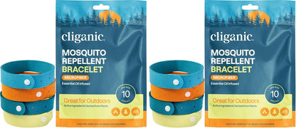 Cliganic Mosquito Repellent Microfiber Bracelets (40 Pack) - for Adults and Kids, DEET Free Wristbands