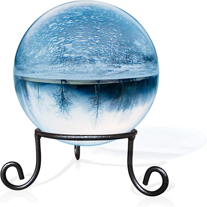 Black Iron Gazing Globe Stand, Wrought Iron Sphere Holder, Crystal Ball and Glass Bowl Display
