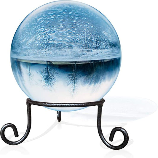 Black Iron Gazing Globe Stand, Wrought Iron Sphere Holder, Crystal Ball and Glass Bowl Display
