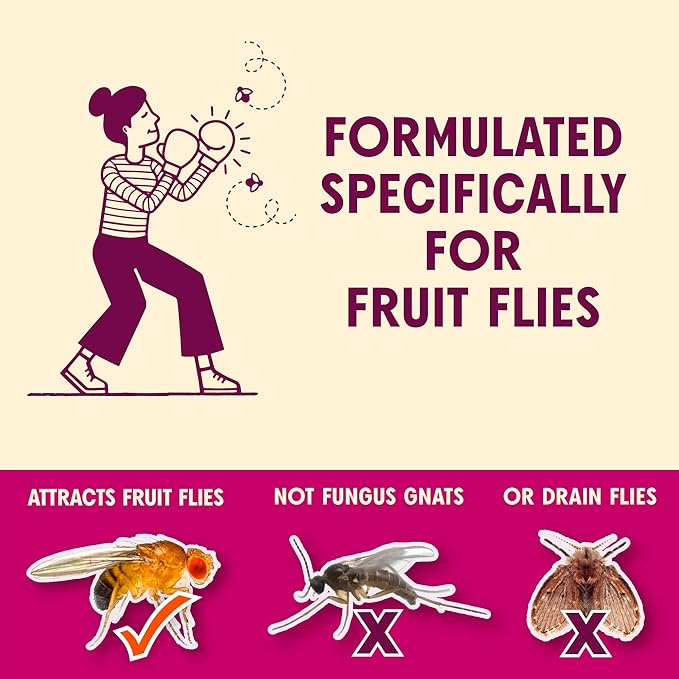 Aunt Fannie's FlyPunch Fruit Fly Trap for Indoor and Kitchen Use, Ready to Use, Made with Plant Based Ingredients, Safe Near Food, Long Lasting, 32 oz Refill