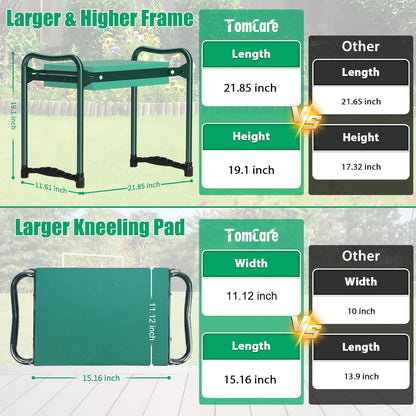 TomCare Garden Kneeler and Seat, 11.12" Kneeling Pad Sturdy Garden Bench
