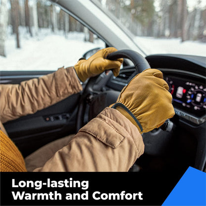 Winter Leather Work Gloves, Warm Thinsulate Lining for Cold Weather Work, 100% Full Grain Cowhide with Abrasion and Puncture Resistance, Size X-Large