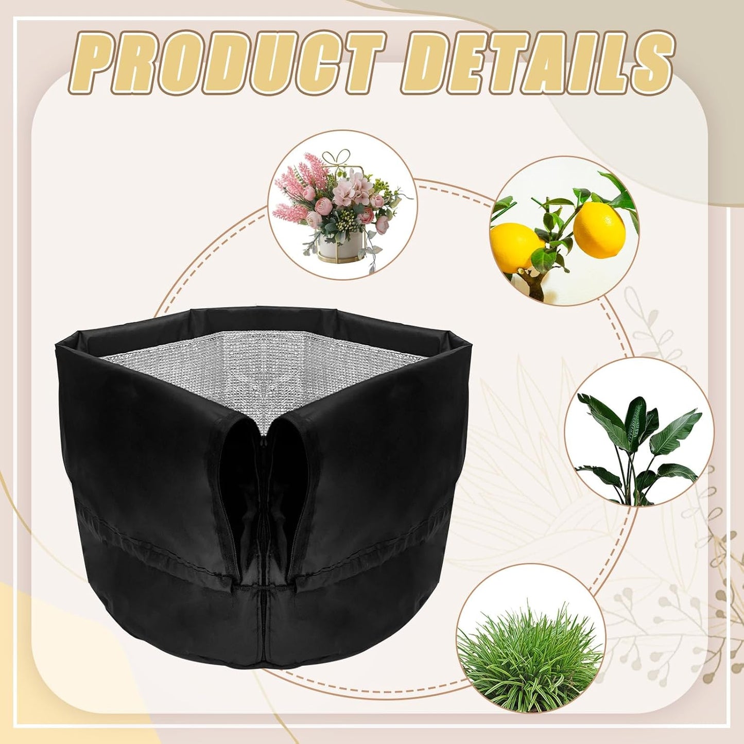 4PCS Plant Winter Protection Pot Covers, 17.7 * 21.6 Inchs Outdoor Pot Covers Pot Covers for Winter with Drawstring and Zipper Flower Pot Protection Bag for Outdoor Fruit Trees Potted Plants Shrubs