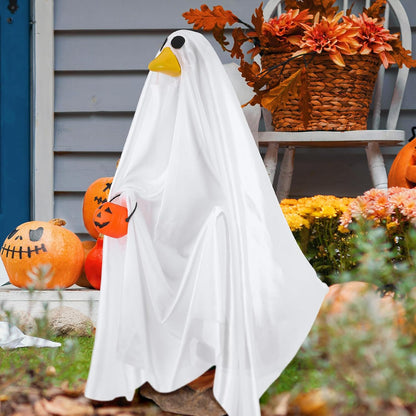 Halloween Goose Outfit Ghost Porch Outfits Yard Clothes Silly Lawn Shirt for 23'' Cement Plastic Duck Decorations