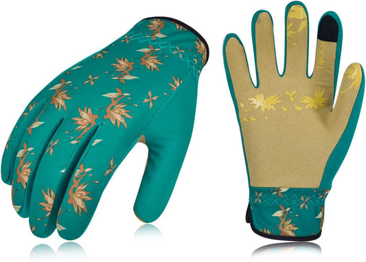Vgo... Ladies' High Breathability Synthetic Leather Gardening Gloves (Size L, Blue, SL7455)