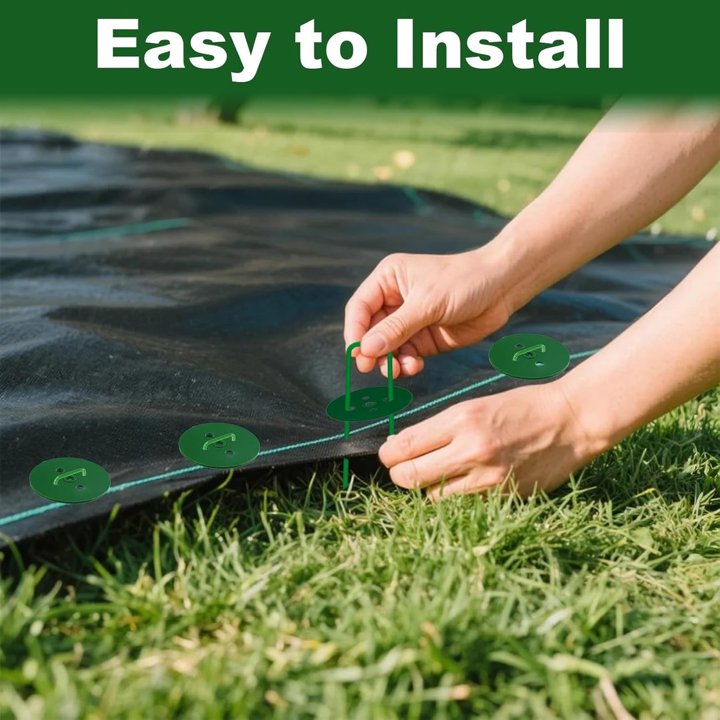 100 PCS Landscape Staples + 100 PCS Gaskets, U-Shaped Galvanized Garden Stakes Landscaping Fabric Sod Pins, Landscape Pins Stakes for Weed Barrier Fabric Ground Cover, 6 Inch