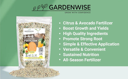 6-4-6 Avocado and Citrus Tree Professional Fertilizer Plant Food for Outdoor/Indoor Gardening; Quick-Release Nitrogen Fertilizer; Orange, Lime, Avocado and Lemon Tree Fertilizer (2 QUARTS)