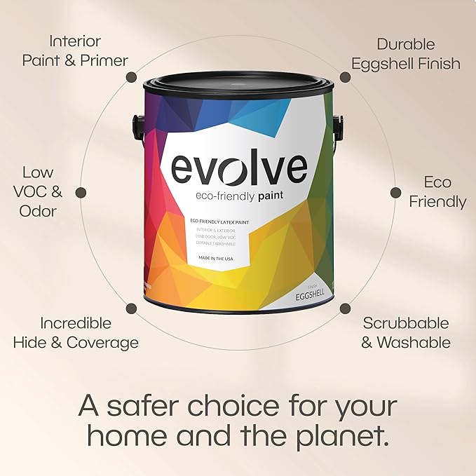 EVOLVE Paint & Primer: Environment-friendly, Low Sheen with One-coat Coverage for Interior & Exterior surfaces (Pale Pink, 5-Gallon)