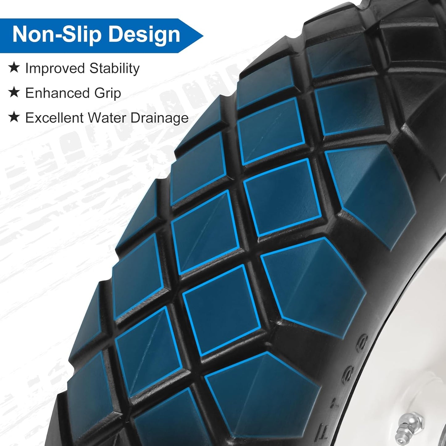 4.80/4.00-8" Flat Free Wheelbarrow Tires and Wheels, 16" Universal Fit Solid Tires with 5/8" or 3/4" Bearing, 3"-7" Hub, Adapter Kit Hand Truck Wheels Replacement for Garden Trailer, Wagons, 2 PCS