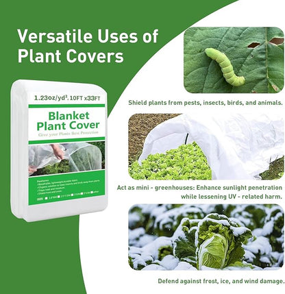 2 Pack Plant Covers Freeze Protection,10ft x 33ft Frost Cloth Plant Cover Blanket for Outdoor Plants Winter or Floating Row Covers Freeze Protection Garden Covers for Vegetables Raised Beds Insect