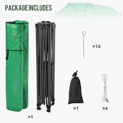8.5 x 7 FT Walk-in Greenhouse, Portable Pop-up Green House 3 Adjustable Hights Heavy Duty Plant Gardening Canopy with Durable PE Cover for Indoor Outdoor (Clear and Green)