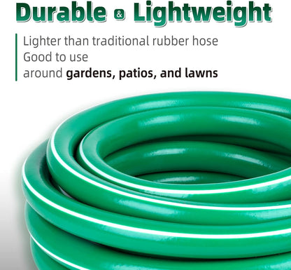 Worth Long Lead-in Green Garden Hose 5/8 in. x 50 ft. -Kink Free, No Leaking, Male/Female Fittings -Heavy Duty Durable Flexible Lightweight Water Pipe -Brass Aluminum Ends for Household & Yard Use