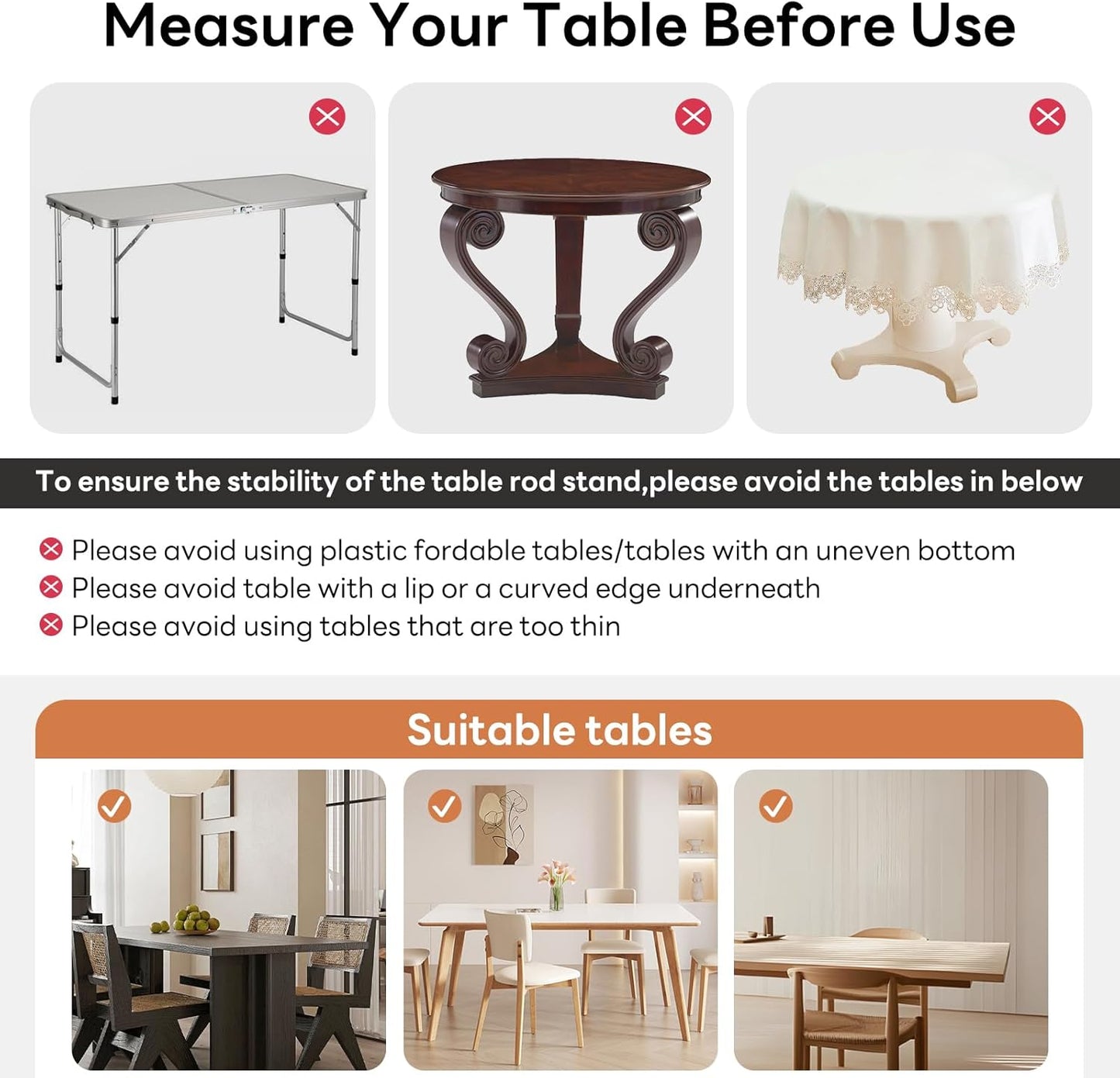 Over The Table Rod Stand with Clamps, Adjustable 32''-79'' Tall 32"-131" Length, White Table Arch Stand Metal Balloon Frame Hanging Rod for Weddings Birthdays Party Garden Arbors Decoration