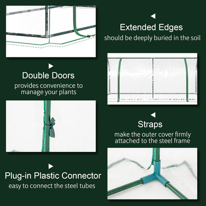 Outsunny 7' x 3' x 2.5' Mini Greenhouse, Portable Tunnel Green House with Roll-Up Zippered Door, UV Waterproof Cover, Steel Frame, Clear