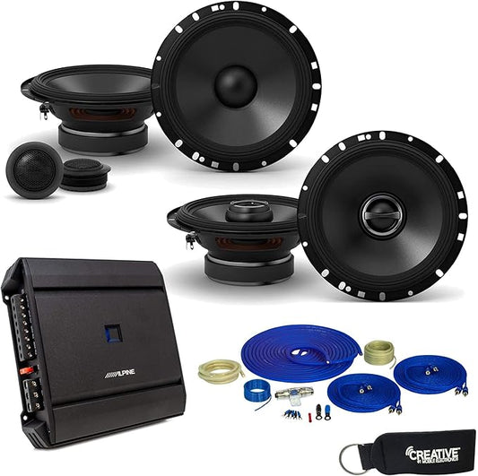 Alpine Type-S Speaker and Amp Bundle 6.5" S-S65C Component Set S-S65 Coaxials with S-A32F Amplifier