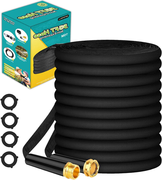 Garden Hose 50ft - Non-Expanding, Kink-Free, High-Pressure,Ultra-Lightweight & Flexible Water Hose with 550 PSI Burst Resistance - All-Weather Use for Lawns, Gardens, Car Washing & Pet Care (Gold)